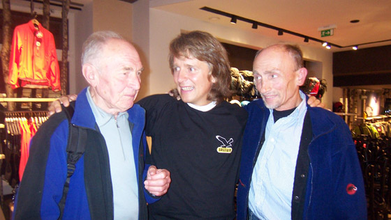 Andy mit Willi End (legendärer Alpinist, Schriftsteller, Autor und Fotograph) und seinem Kletterpartner Fritz Bauer